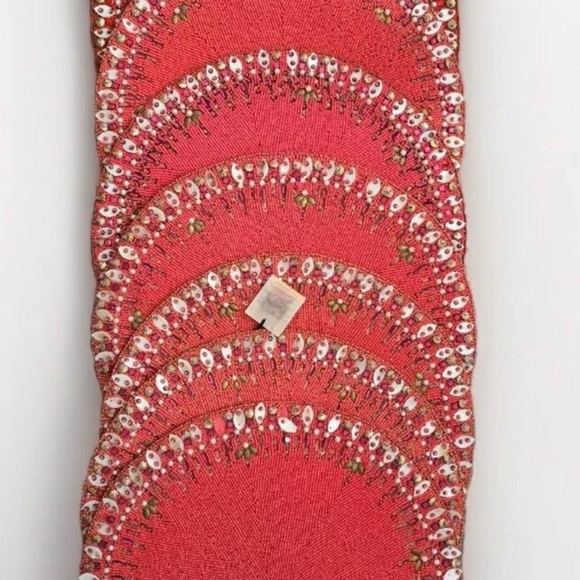 Kim Seybert Placemat Coral Orange 8 Pcs Glass And MOP Beads Retail $998 - Picture 2 of 6